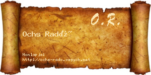 Ochs Radó névjegykártya